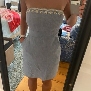 Vineyard Vines Strapless Embroidered Dress